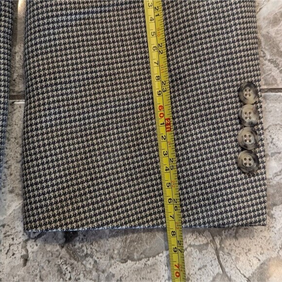 Oscar De La Renta Blazer Jacket Men's 40L houndstooth Wool 3 Button Sport Coat - Picture 5 of 10